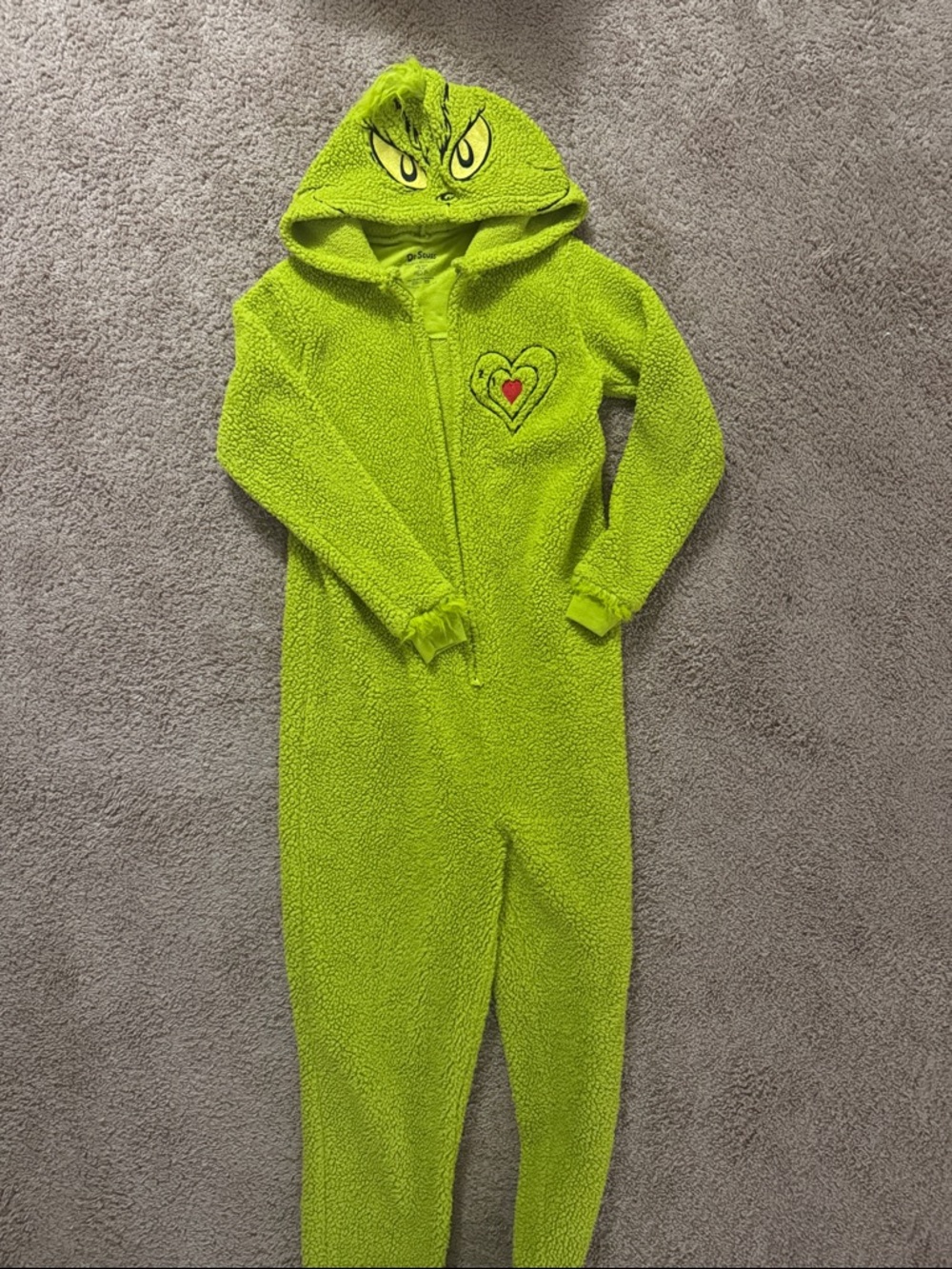 Grinch -Inspired Fleece One-Piece Hooded Pajamas unisex